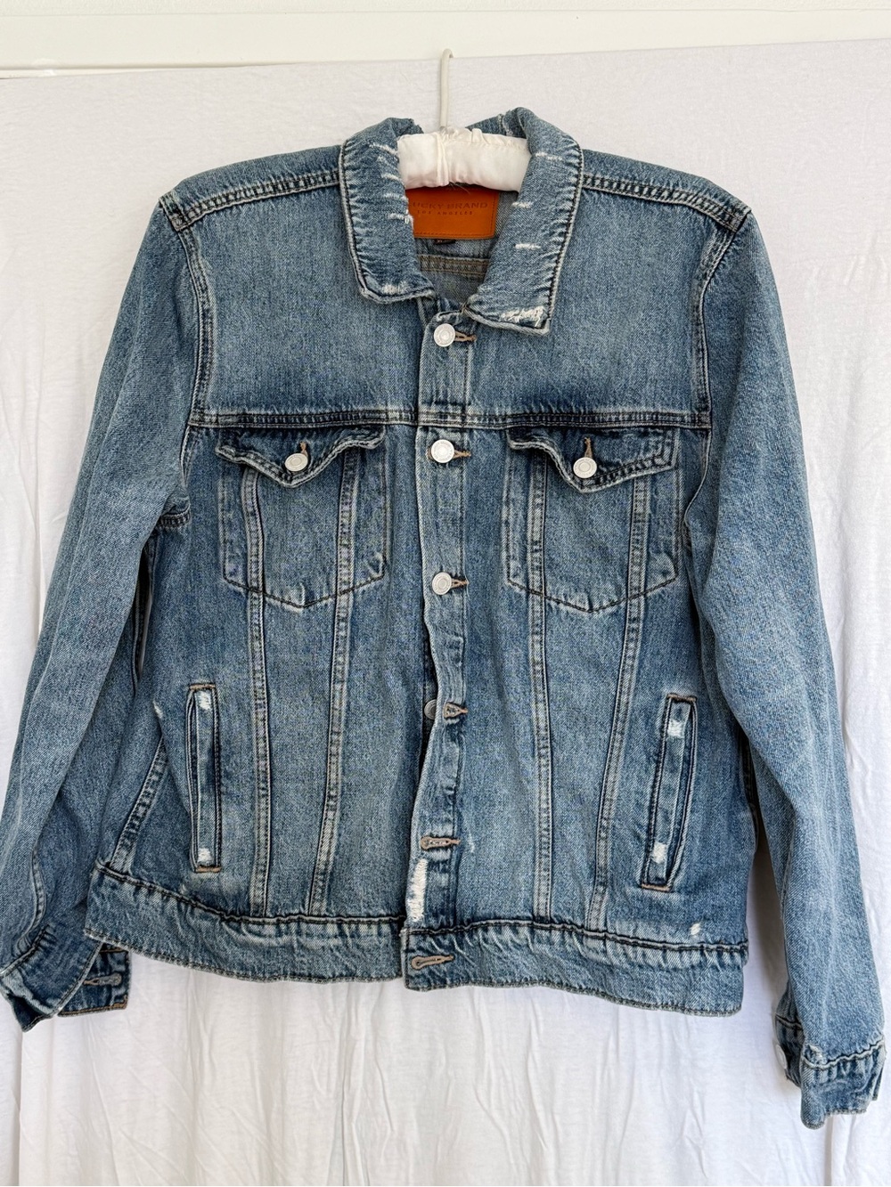 Lucky Brand Distressed Light Blue Denim Jacket